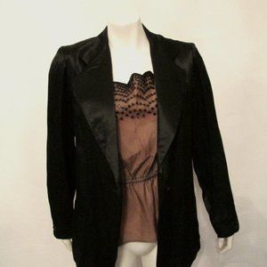 80's A.J. Bari 2pc set Satin Cocktail Jacket Sequined Tulle Peplum Blouse Top 8